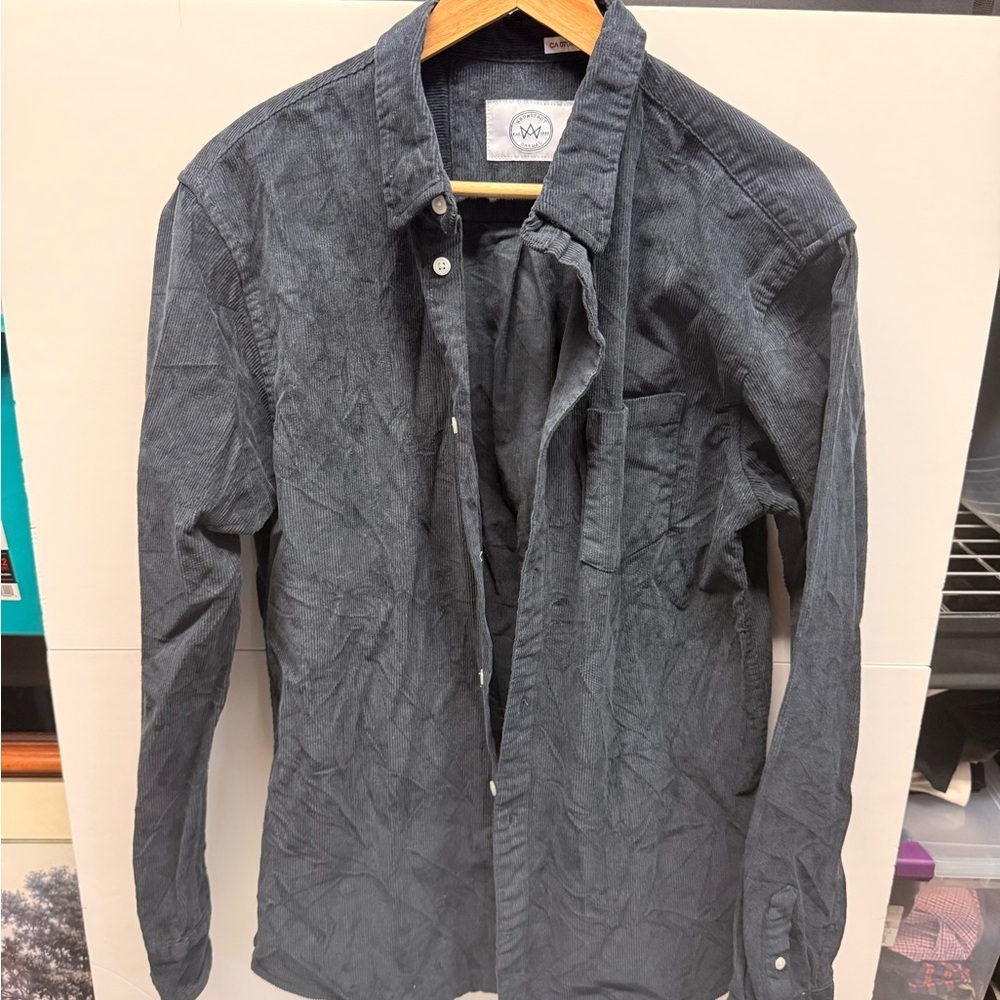 Men's Casual Button-Down Shirt - Dark Gray